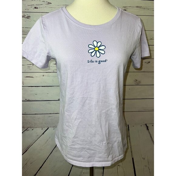 Life is Good Tee Shirt Small Purple Daisy Flower Graphic T-Shirt Vintage Spring - Picture 9 of 9